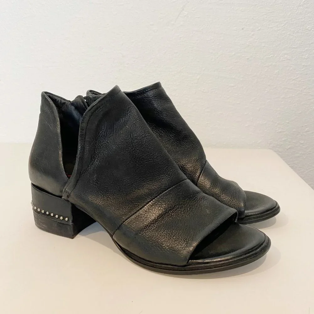 FINAL SALE: A.S.98 Leather black Miles Peep Toe Bootie New - Picture 6 of 14